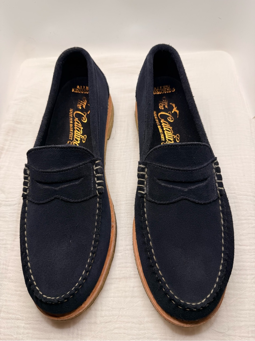 Allen Edmonds "CATALINA" Men's Slip-On Penny Loafers 10 D Navy Suede